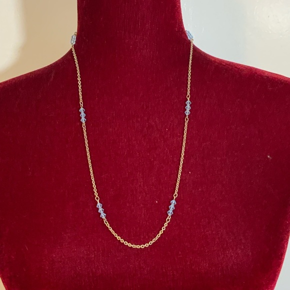 Elegant silver and Blue Beaded Necklace - Picture 1 of 3